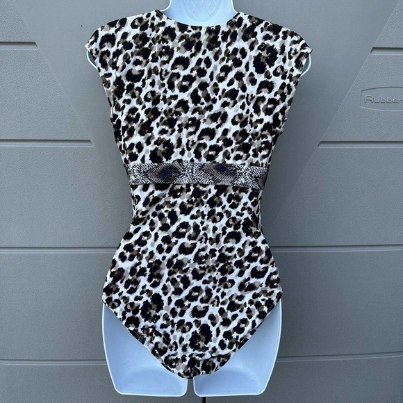 Bleu Rod Beattie Leopard Print Cap Sleeve Mio One Piece Swimsuit, US 8 - Picture 4 of 8
